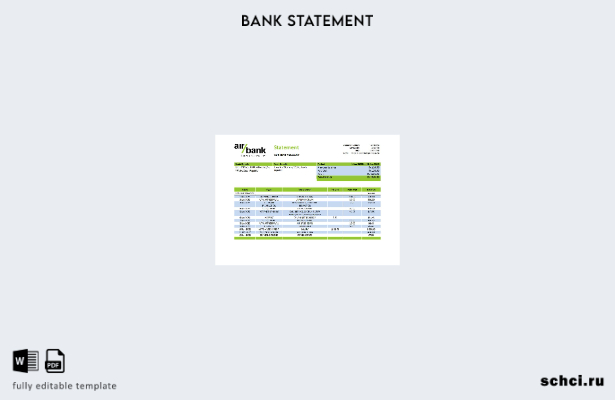 цифровая загрузка шаблона слова выписки из банка Air Bank в Чехии